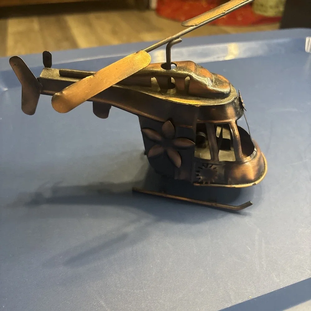 Metal Helicopter Sculpture Aviation Decor Desk Shelf Display 7